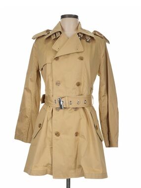 Ralph Lauren Black Label Double Breasted Trench Coat 8 Belted Buckle Tan Khaki